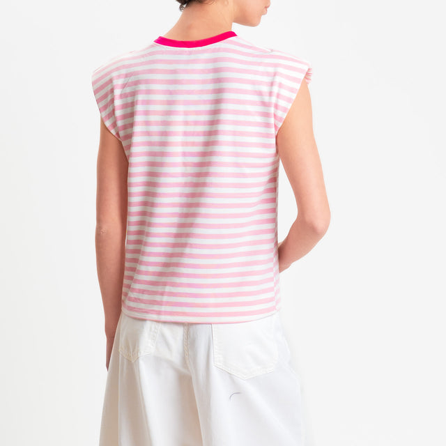 Haveone-T-shirt a righe con spalline - fucsia/bianco/rosa