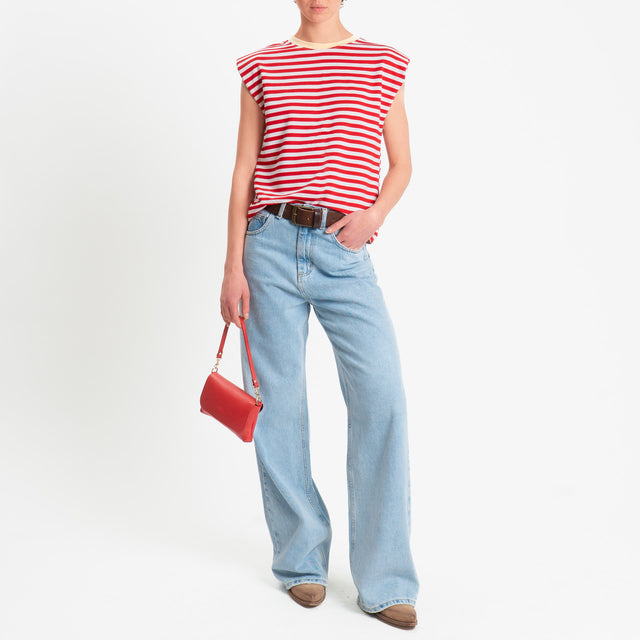 Haveone-T-shirt a righe con spalline - giallo/bianco/rosso