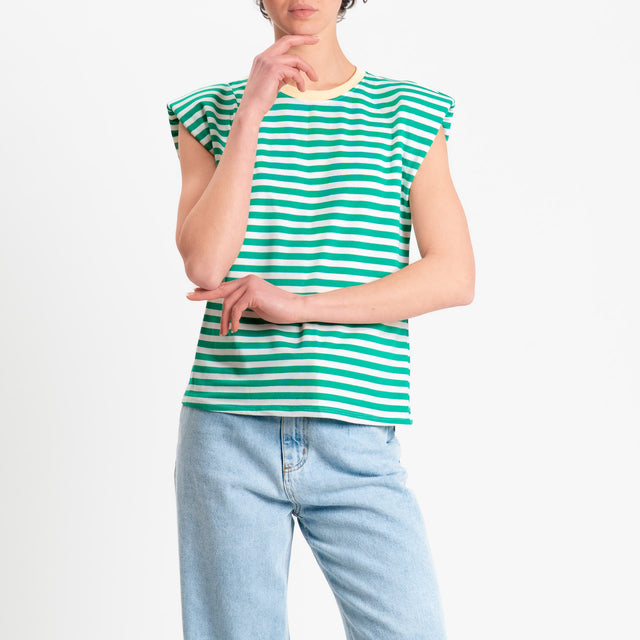 Haveone-T-shirt a righe con spalline - giallo/verde/bianco