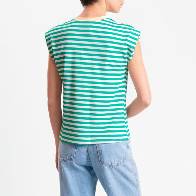 Haveone-T-shirt a righe con spalline - giallo/verde/bianco