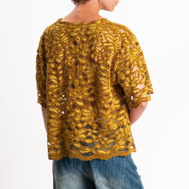 Haveone-Blusa mezza manica in pizzo - olio