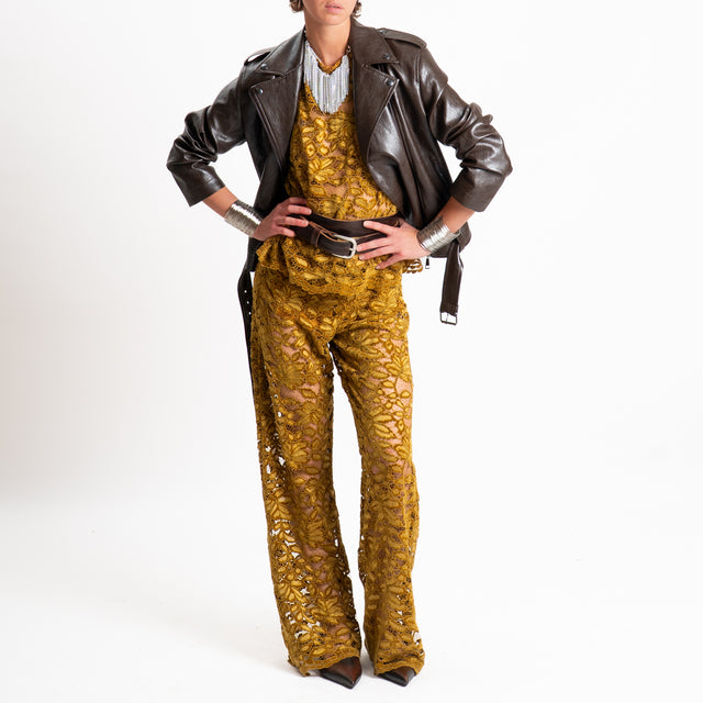 Haveone-Blusa mezza manica in pizzo - olio