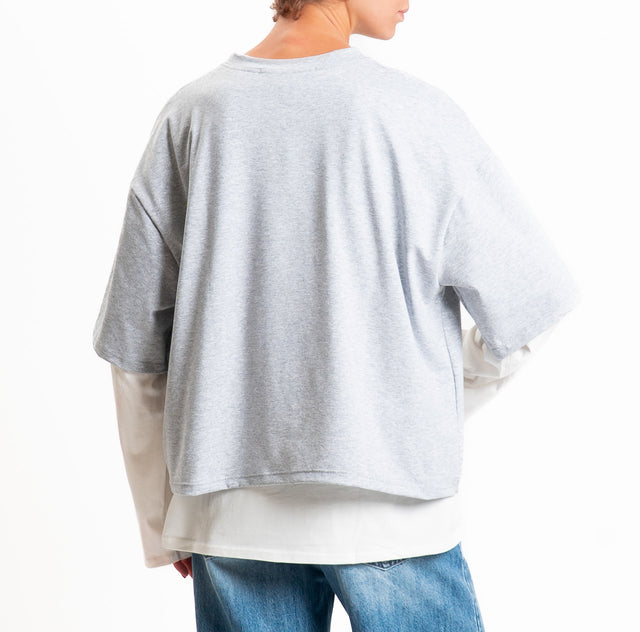 Haveone-Set due t-shirt - grigio melange/latte