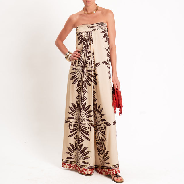 Haveone-Tuta a fascia fantasia - beige/moro/india