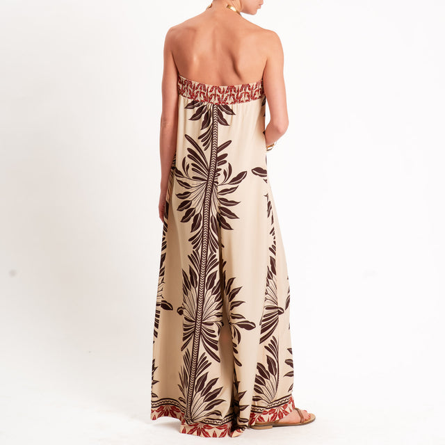 Haveone-Tuta a fascia fantasia - beige/moro/india
