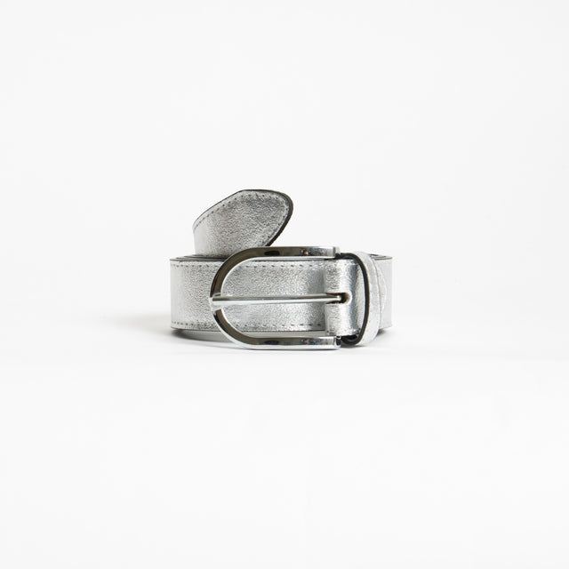 W by Whitemood-Cintura genuine leather - laminata silver