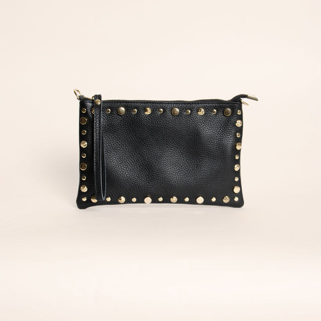 W by whitemood- Pochette con nappine e borchie - Nero