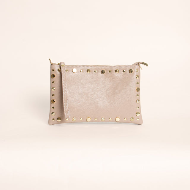 W by whitemood- Pochette con nappine e borchie - cipria
