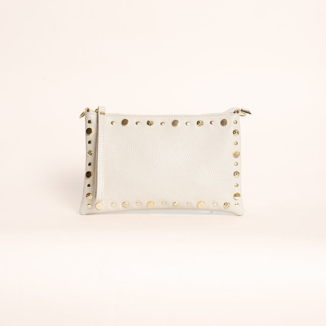 W by whitemood- Pochette con nappine e borchie - gesso