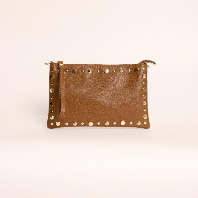 W by whitemood- Pochette con nappine e borchie - cuoio