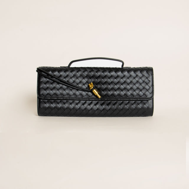 W by white mood-Pochette clutch intrecciata - Nero