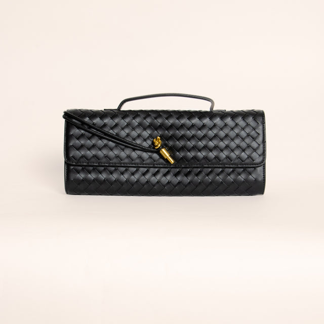 W by white mood-Pochette clutch intrecciata - Nero