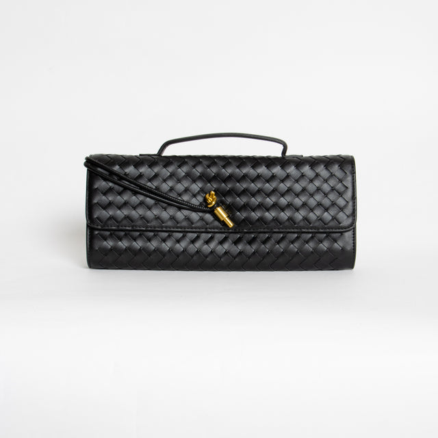 W by white mood-Pochette clutch intrecciata - Nero