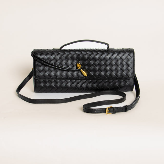 W by white mood-Pochette clutch intrecciata - Nero