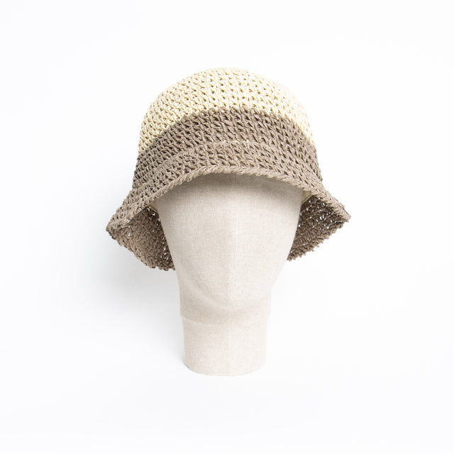 Kontatto-Cappello in rafia - ecru'/fango