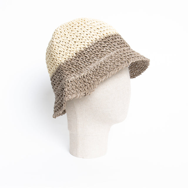 Kontatto-Cappello in rafia - ecru'/fango