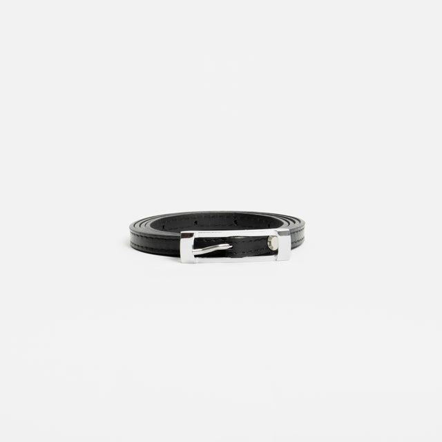 W by Whitemood-Cintura fina genuine leather - Nero