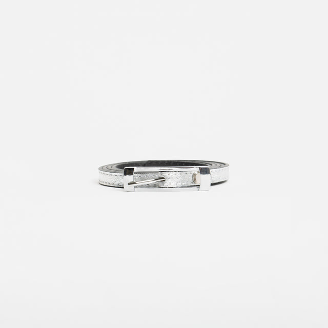 W by Whitemood-Cintura fina genuine leather - laminata silver