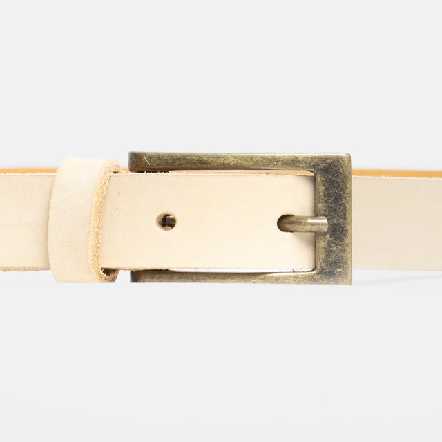 Zeroassoluto-Cintura vera pelle fibbia rettangolare - sand