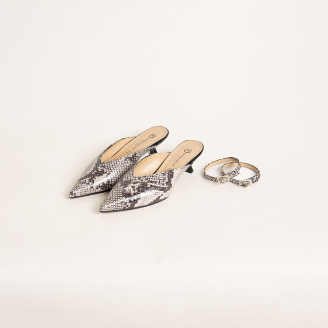Divine Follie-Sabot pitonato accessorio cinturino - panna/nero