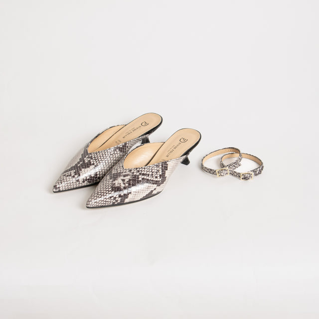 Divine Follie-Sabot pitonato accessorio cinturino - panna/nero