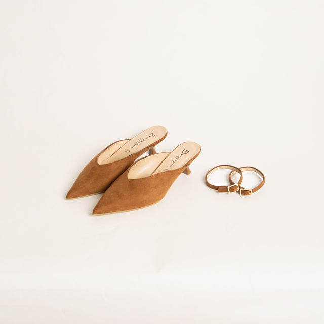 Divine Follie-Sabot in camoscio accessorio cinturino - cuoio