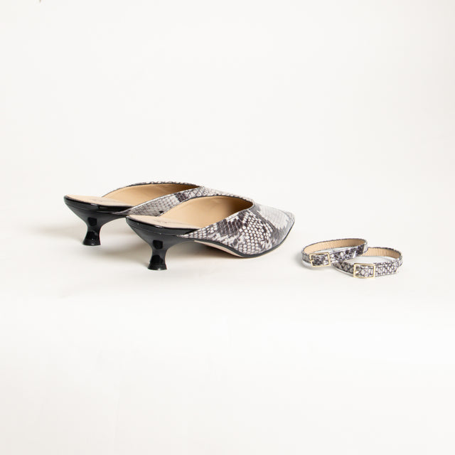 Divine Follie-Sabot pitonato accessorio cinturino - panna/nero