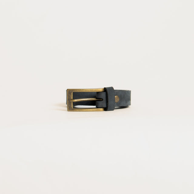 Zeroassoluto-Cintura vera pelle fibbia rettangolare - piombo