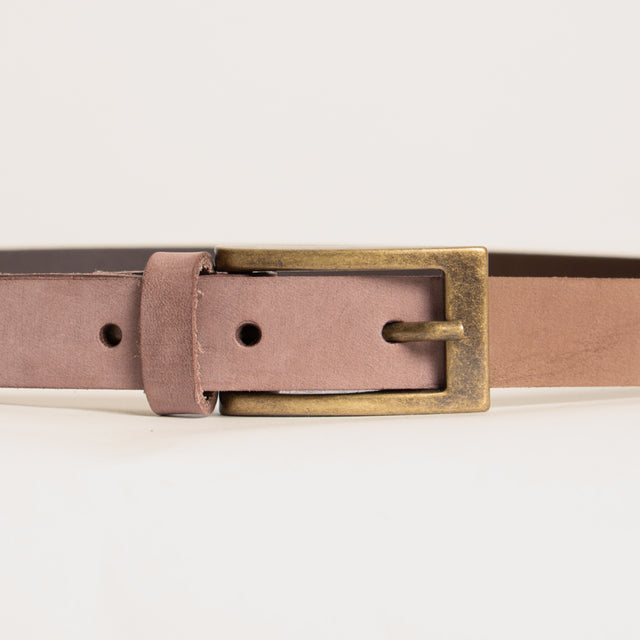 Zeroassoluto-Cintura vera pelle fibbia rettangolare - mauve