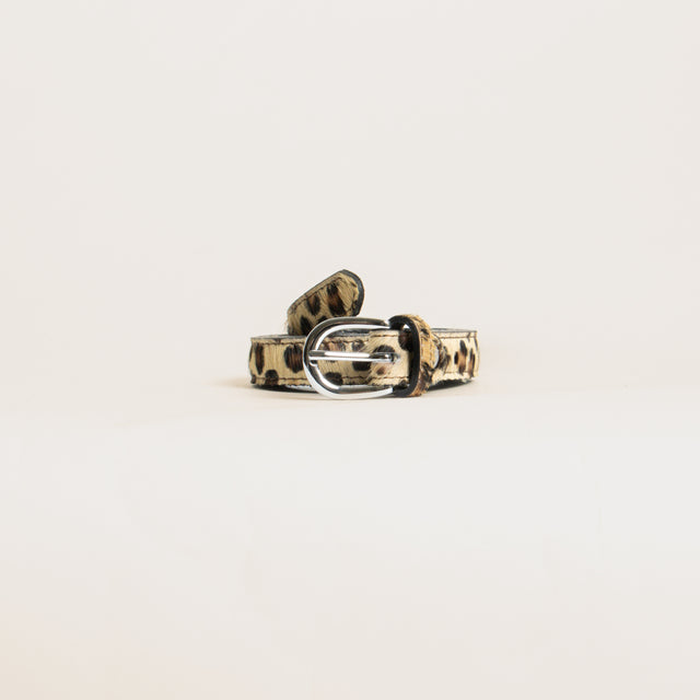 Zeroassoluto-Cintura fina cavallino animalier - maculato beige/nero