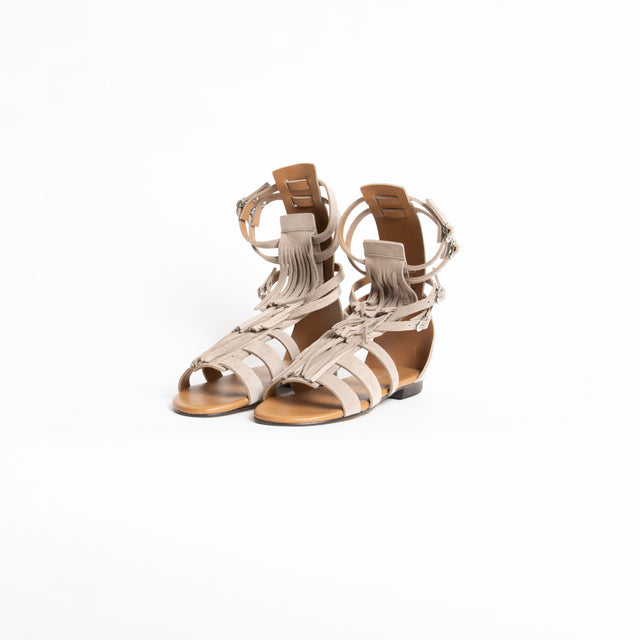 Divine Follie-Sandalo gladiatore in pelle scamosciata - taupe