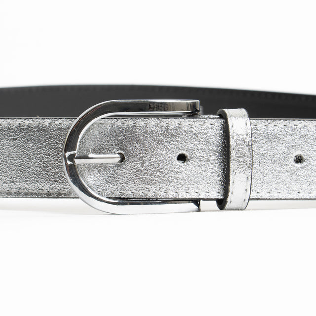 W by Whitemood-Cintura laminata genuine leather - silver