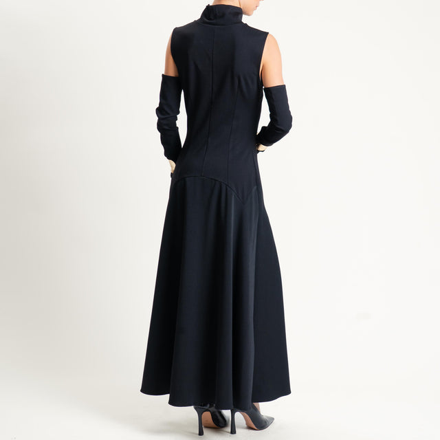 Imperial-Abito punto milano con manicotti - nero