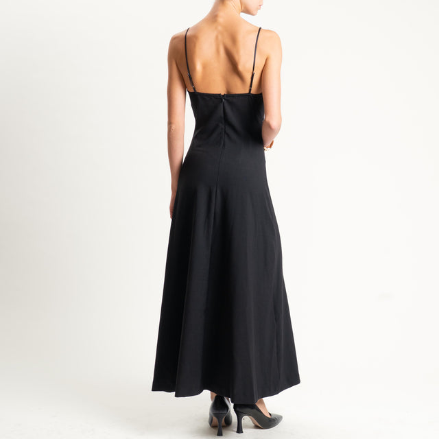 Imperial- Abito doppio tessuto con pizzo - Nero
