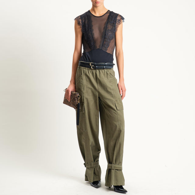 Imperial-Body doppio tessuto con pizzo - nero