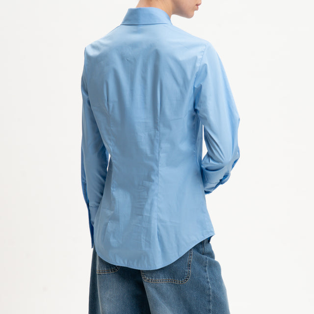 Camisa de algodón con detalle de joya imperial - Azul claro