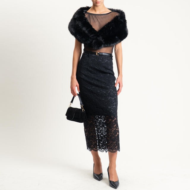 Imperial- Gonna in pizzo con spacco dietro - nero