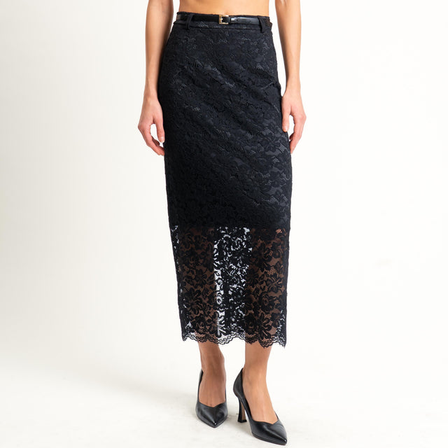 Imperial- Gonna in pizzo con spacco dietro - nero