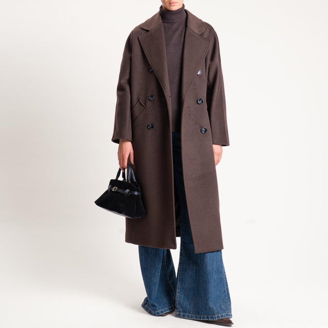 Imperial-Cappotto doppiopetto con cintura - fondente