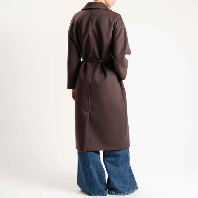 Imperial-Cappotto doppiopetto con cintura - fondente
