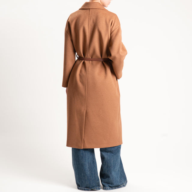 Imperial-Cappotto doppiopetto con cintura - tabacco