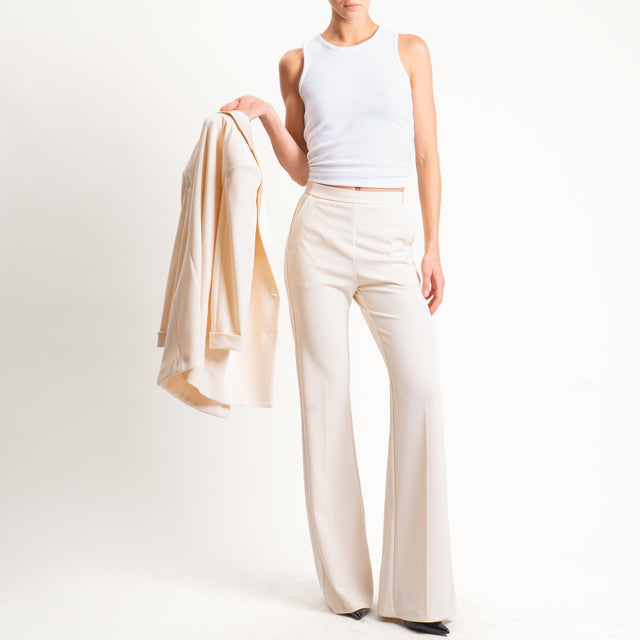 Imperial-Pantalone crêpe elasticizzato - gesso