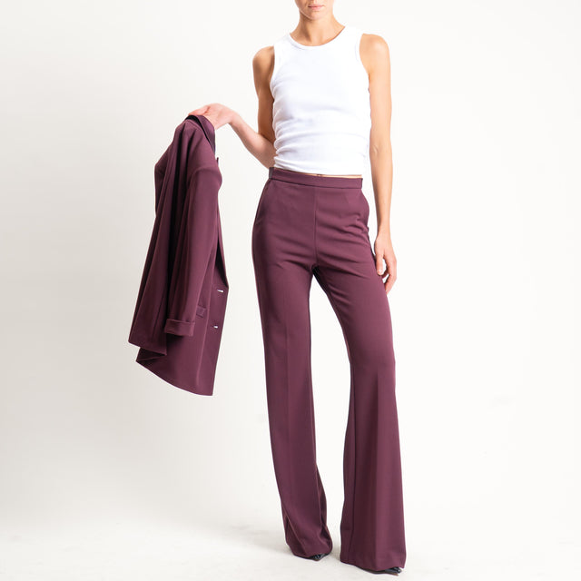Imperial-Pantalone crêpe elasticizzato - prugna