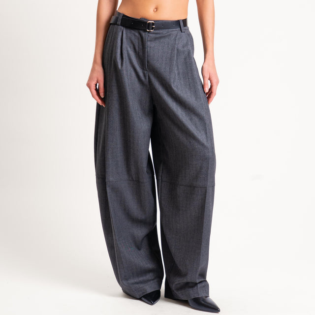 Imperial-Pantalone barrel extra wide leg spigato - nero