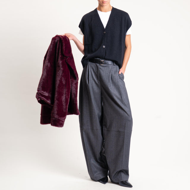 Imperial-Pantalone barrel extra wide leg spigato - nero