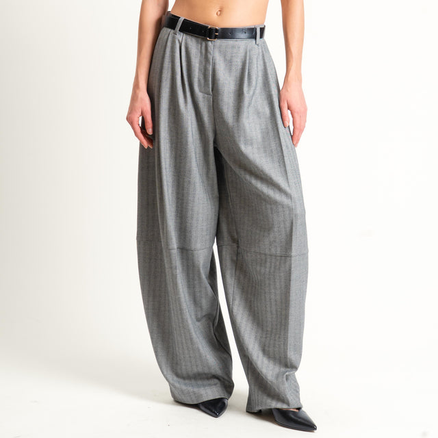 Imperial-Pantalone barrel extra wide leg spigato - grigio