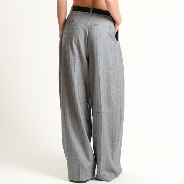 Imperial-Pantalone barrel extra wide leg spigato - grigio