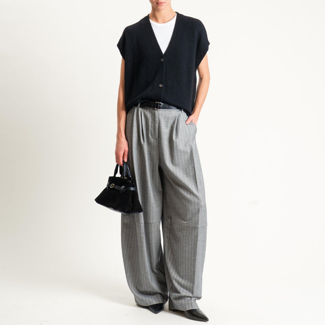 Imperial-Pantalone barrel extra wide leg spigato - grigio