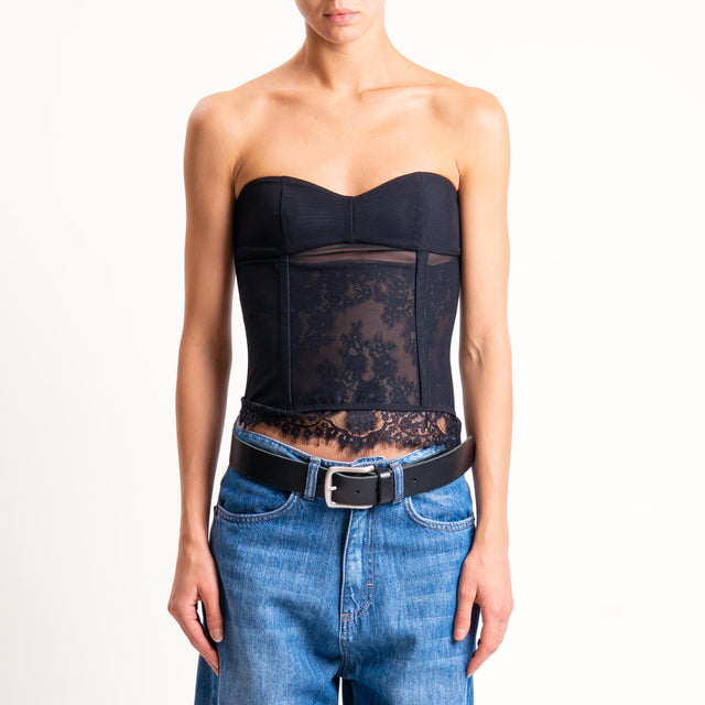 Imperial-Top a fascia con pizzo - nero