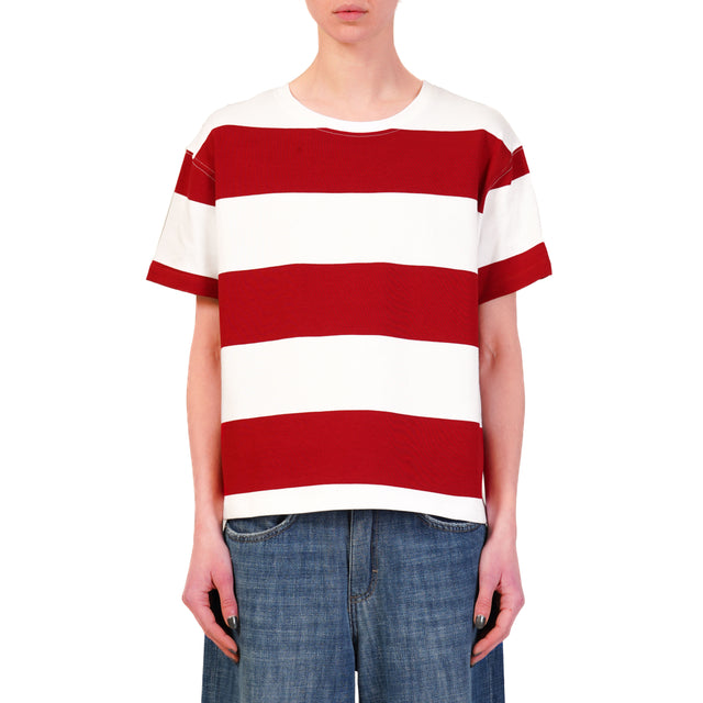 Imperial-T-shirt girocollo a righe - bianco/rosso